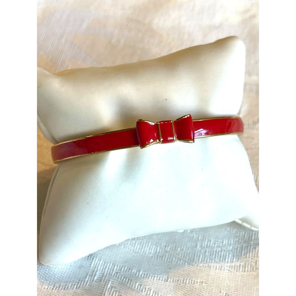 Kate Spade New York Red & Gold Bow Bangle Bracelet  ~ Excellent ~ Gift Idea - Picture 3 of 6